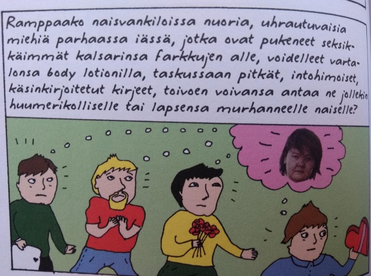 Strömquist ottaa kantaa yhteen sukupuolten väliseen epäoikeudenmukaisuuteen: miesvangeille satelee rakkauskirjeitä naisilta, kun taas naisvangit saavat vieraakseen vain äitinsä.